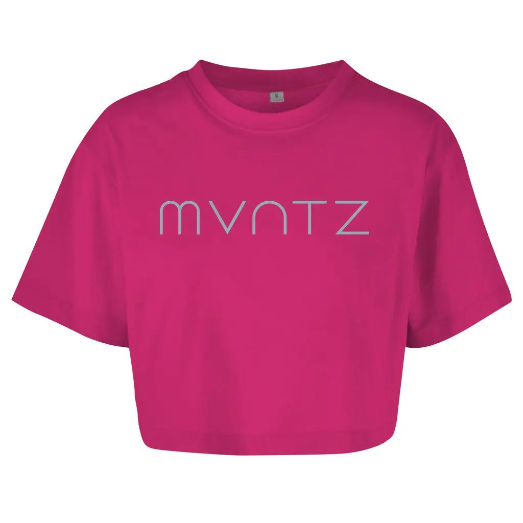 Hibiskus-pinkes Damen Crop Top – leichter Baumwollstoff, lockerer Fit & auffälliges MVNTZ Logo