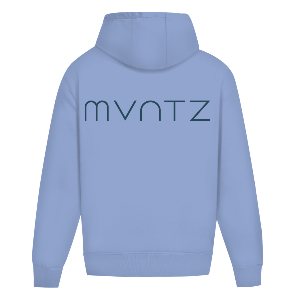 Unisex Hoodie Asphalt Grau – leichter Oversize Look, weicher, dicker Stoff mit großem MVNTZ Logo hinten