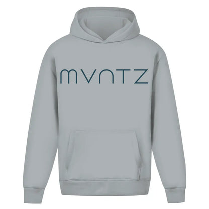 Unisex Hoodie Asphalt Grau – leichter Oversize Look, weicher, dicker Stoff mit großem MVNTZ Logo vorn
