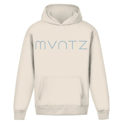 Sandfarbener Unisex Hoodie – weicher, dicker Stoff mit großem MVNTZ Logo vorne, lässiger Oversize Fit