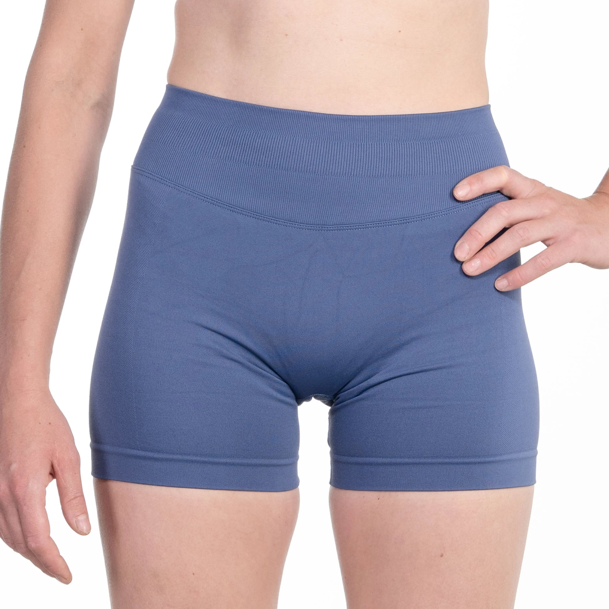 Leichte Scrunch Shorts in Delftblau – High Waist & komfortabel für Training, Alltag und Urlaub