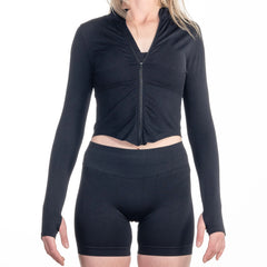 Tight Zip Shirt Damen schwarz Limitless Kollektion